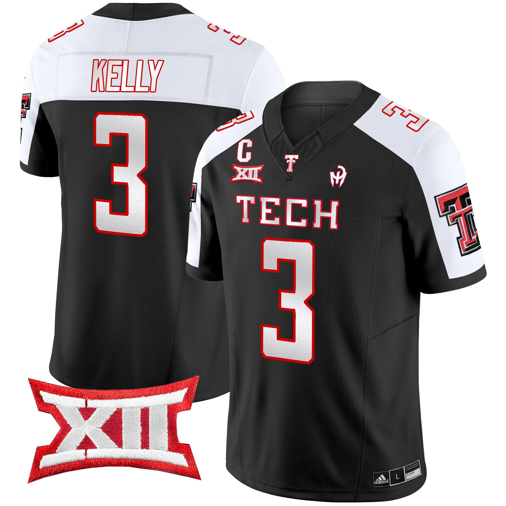 Men Texas Tech Red Raiders 3 Kelly Black 2024 Patrick Mahomes Symbol Vapor Limited NCAA Jersey